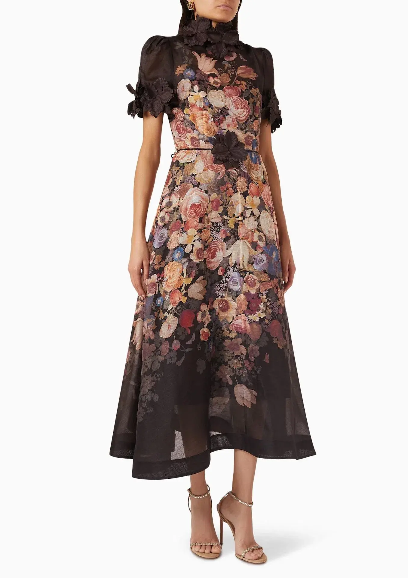 Zimmermann Luminosity Liftoff Flower Midi Dress Morisot Black Floral Print Size 4 / AU 16 - Image 1