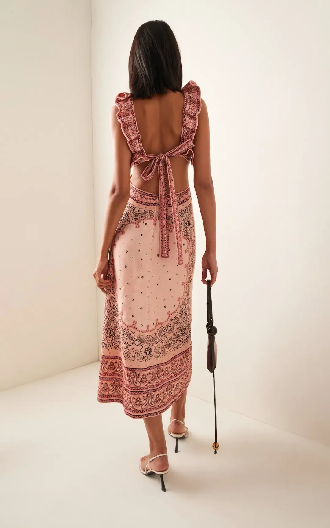 Zimmermann Matchmaker Frilled Midi Dress Pink Bandana Size 1 / AU 10 for rent on The Volte - main image