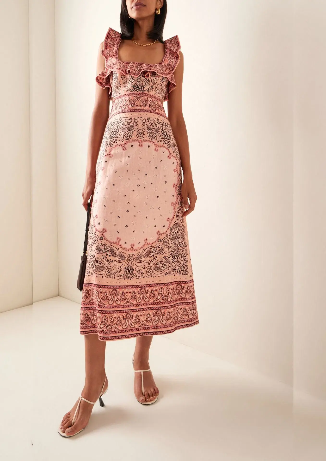 Zimmermann Matchmaker Frilled Midi Dress Pink Bandana Size 1 / AU 10 - Image 1