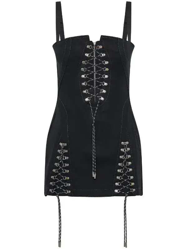 Dion Lee Hiking Laced Mini Dress Black Size 10 - Image 4