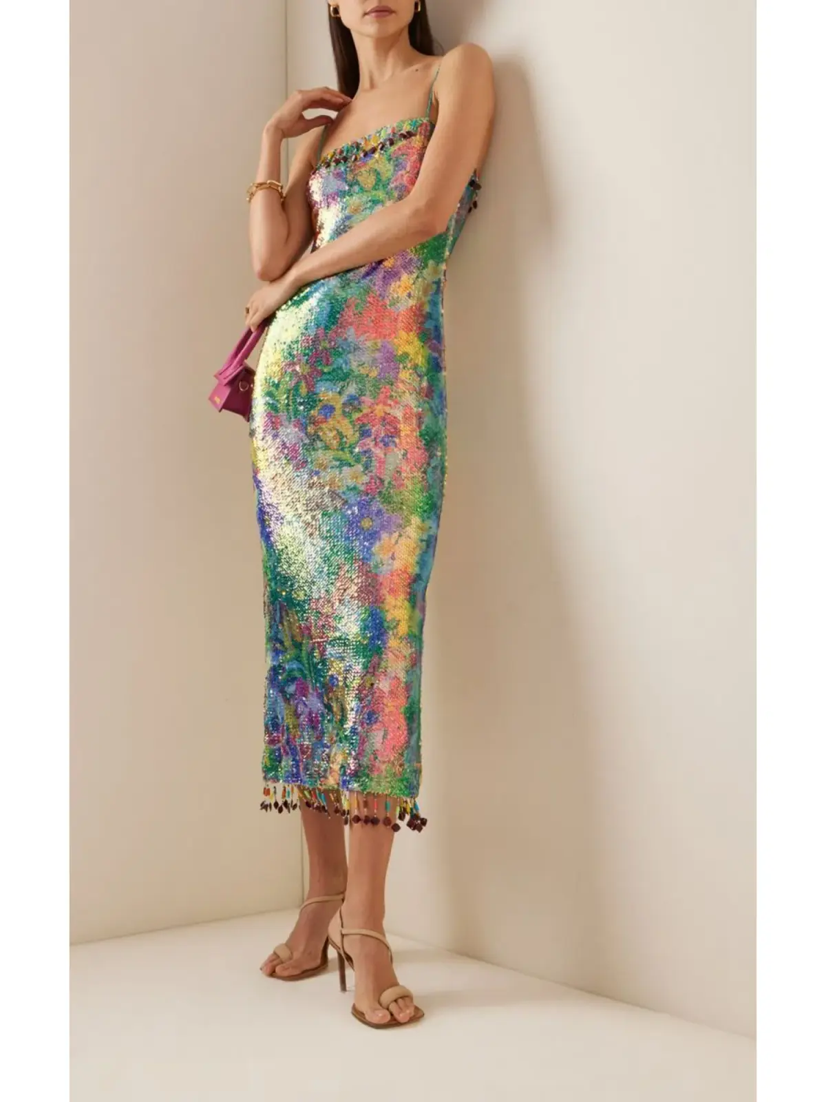 Alexis Aiya Midi Rainbow Sequin Dress in Multi Size Small / AU 8 - Image 1