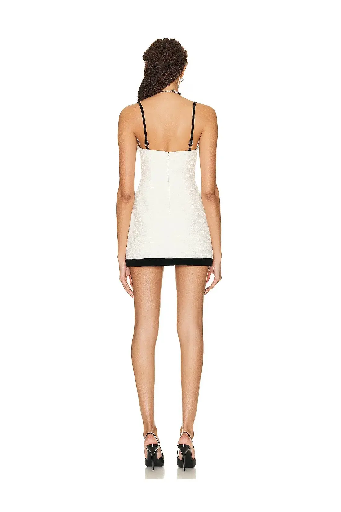 AREA NYC Crystal Grape Velvet Trim Mini Dress Cream Size 6 - Image 2