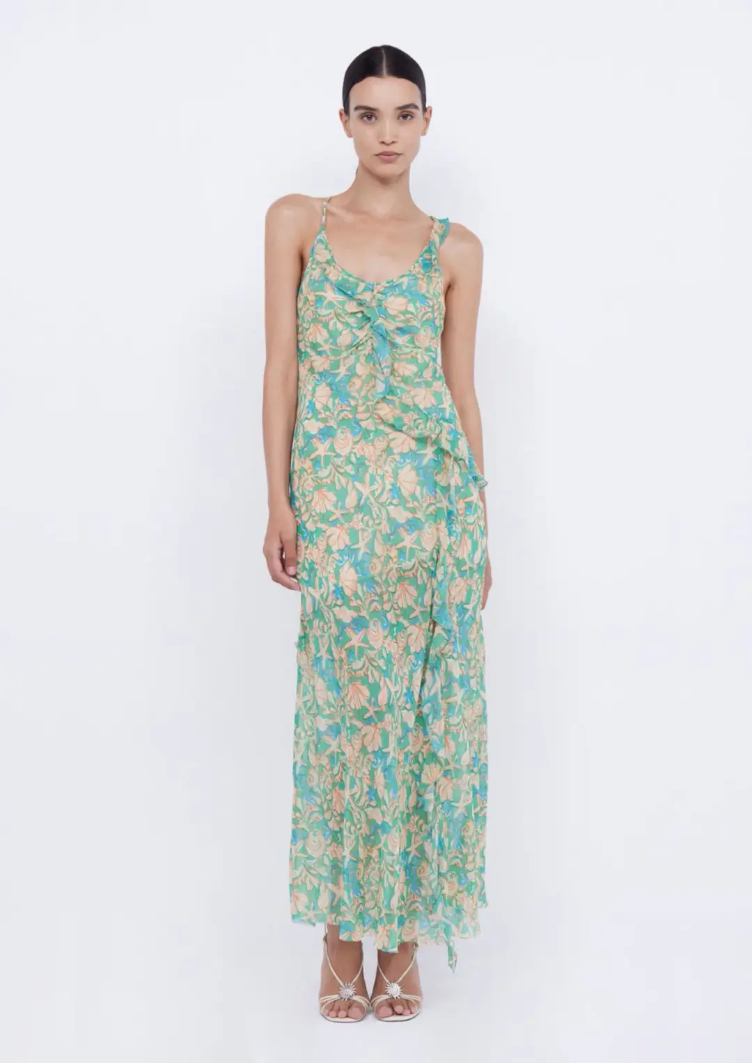Bec & Bridge Oasis Frill Maxi Dress Under The Sea Print Size 6 for rent on The Volte - main image
