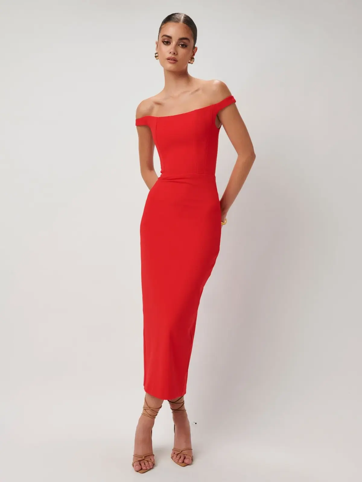 Effie Kats Amaya Midi Dress Cherry Red Size XS / AU 6 - Image 1