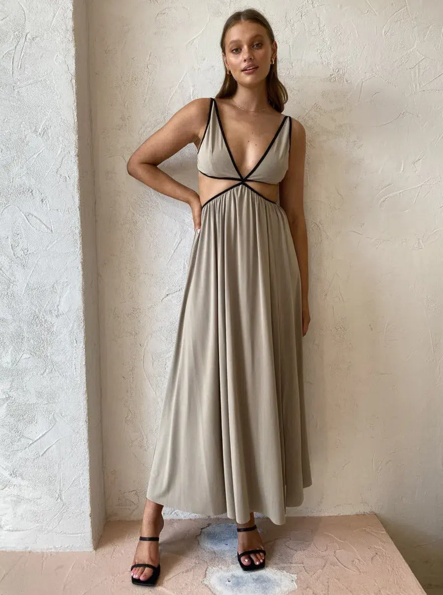 Bec & Bridge Sesame Cut Out Maxi Dress Sesame Beige Size 8 - Image 1