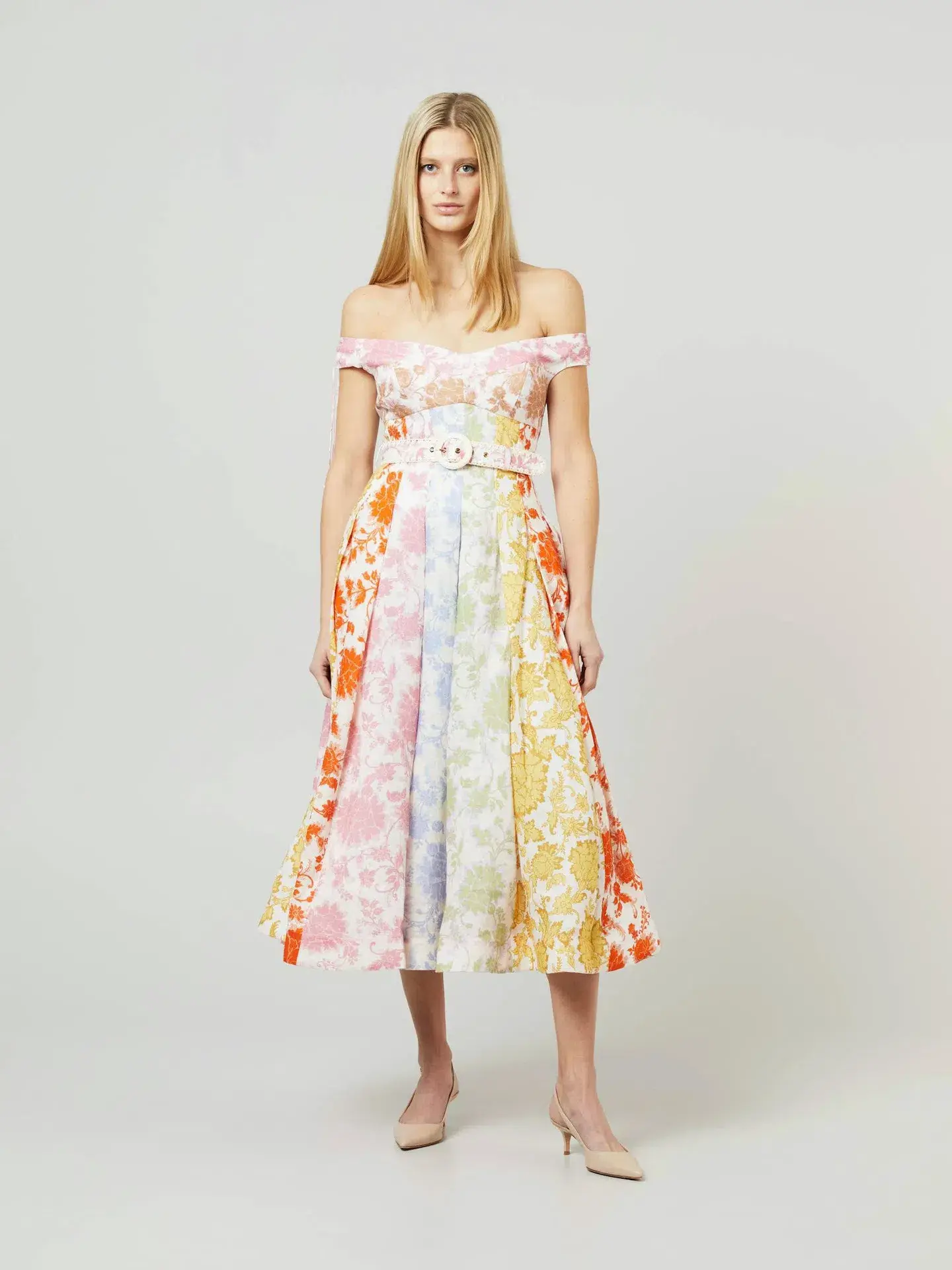 Zimmermann Postcard Spliced Midi Dress Spliced Tonal Floral Size 0 / 8 AU - Image 1