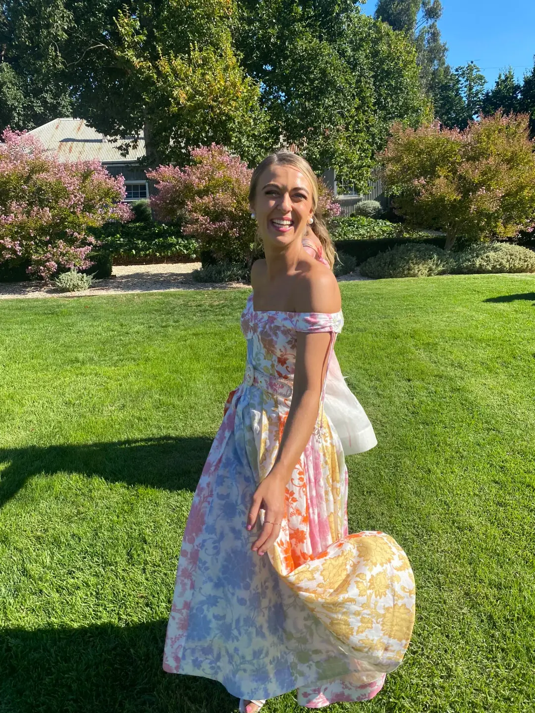 Zimmermann Postcard Spliced Midi Dress Spliced Tonal Floral Size 0 / 8 AU for rent on The Volte - main image