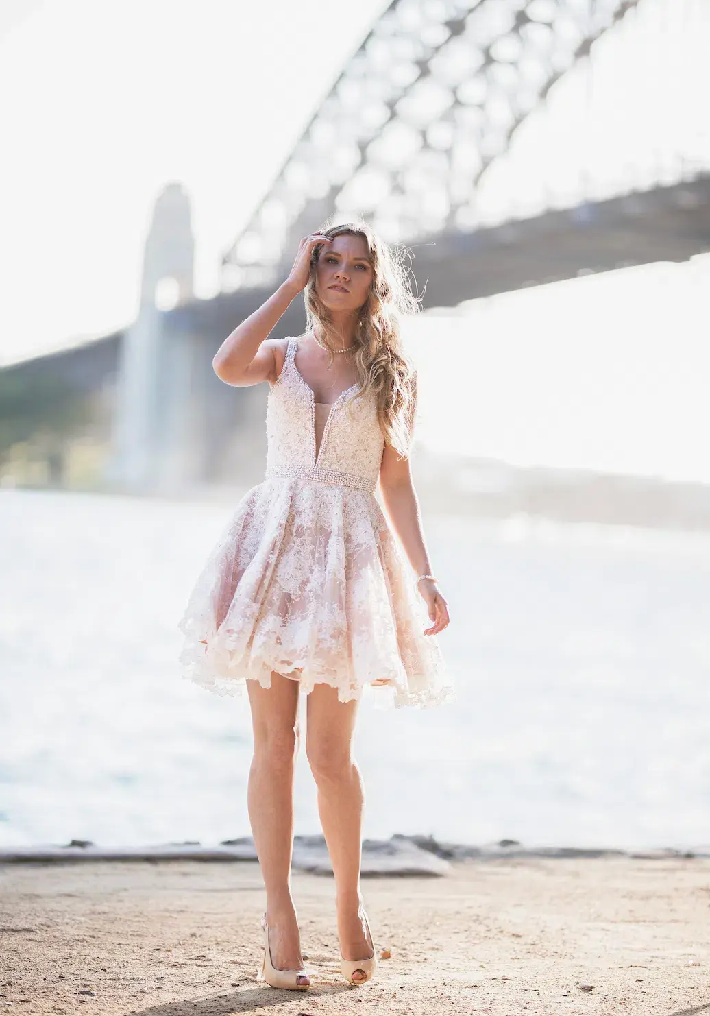 Sherri Hill 50656 Lace Mini Dress White Size 6 - Image 1