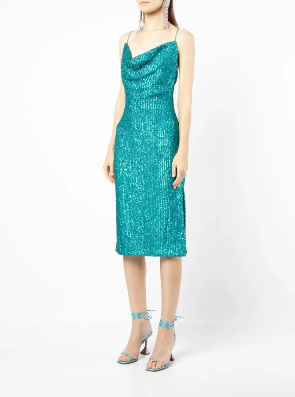 Rebecca Vallance Missing Hours Sequin Midi Dress Green Size 12 - Image 4