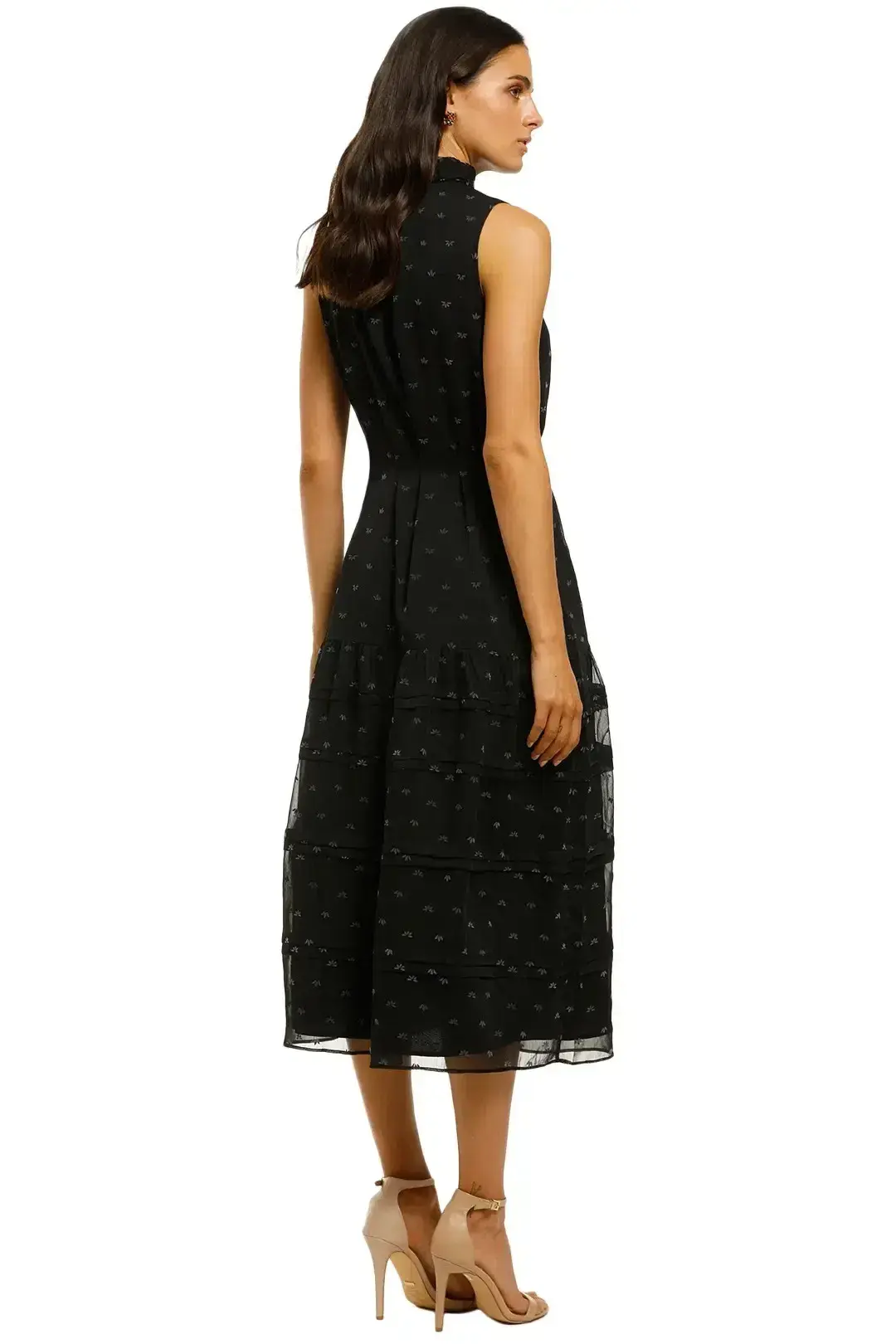 Stevie May Blackbird Midi Dress in Black Flocking Size 10 - Image 3
