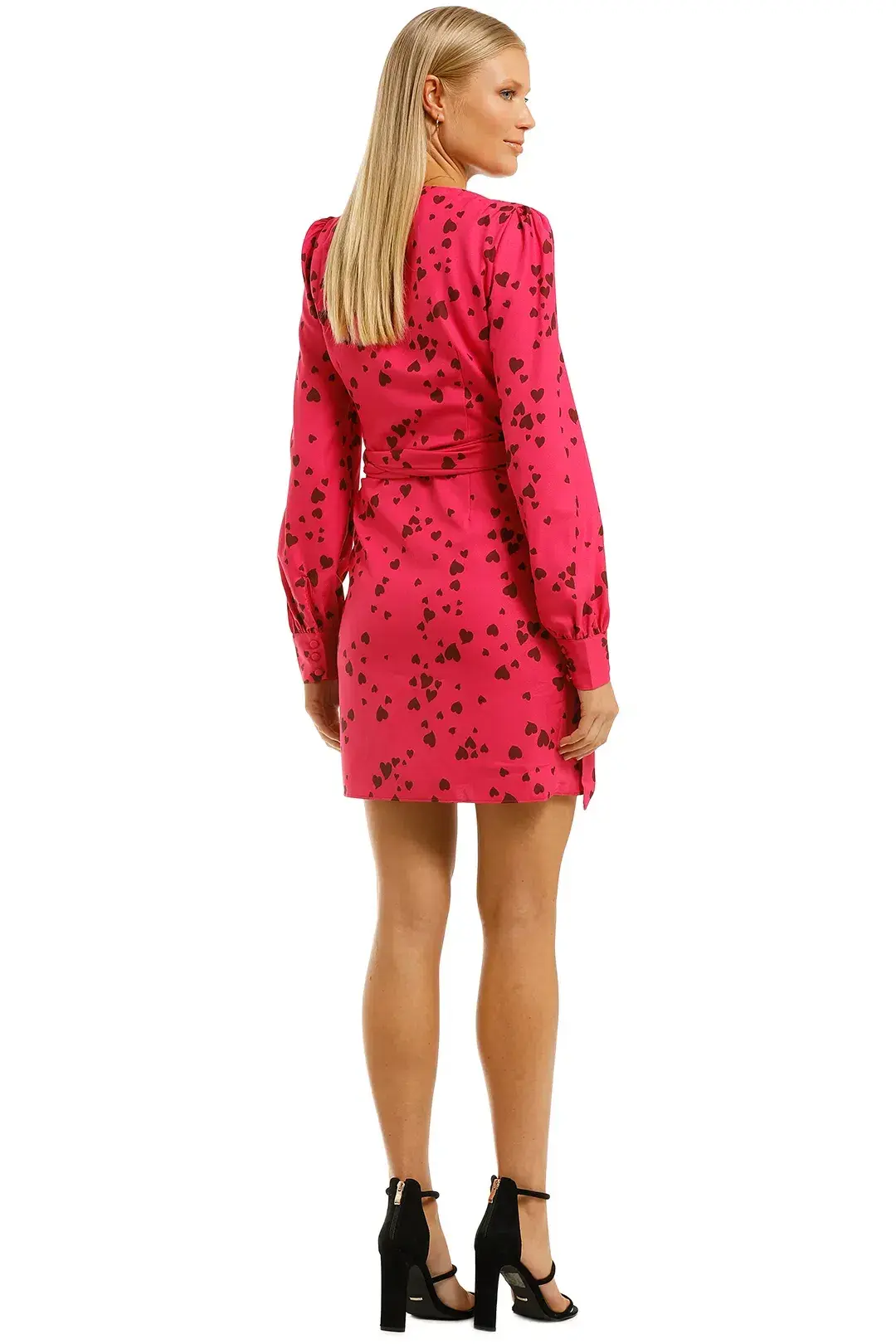 Vestire Never Been Kissed Wrap Mini Dress in Heart Print Size 8 for rent on The Volte - main image