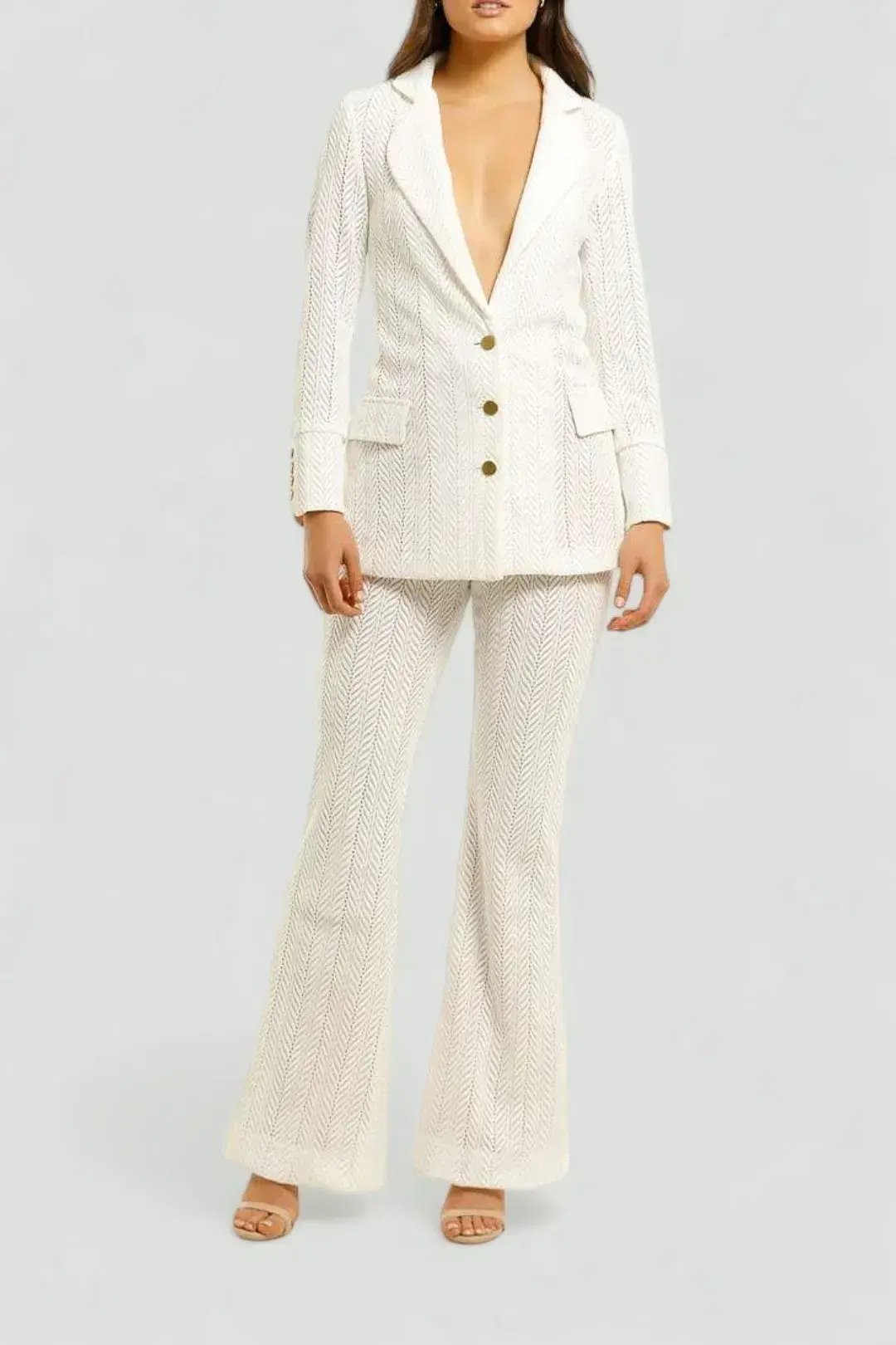 We Are Kindred Marbella Blazer and Pant Set in Frost Size 12 - Image 1
