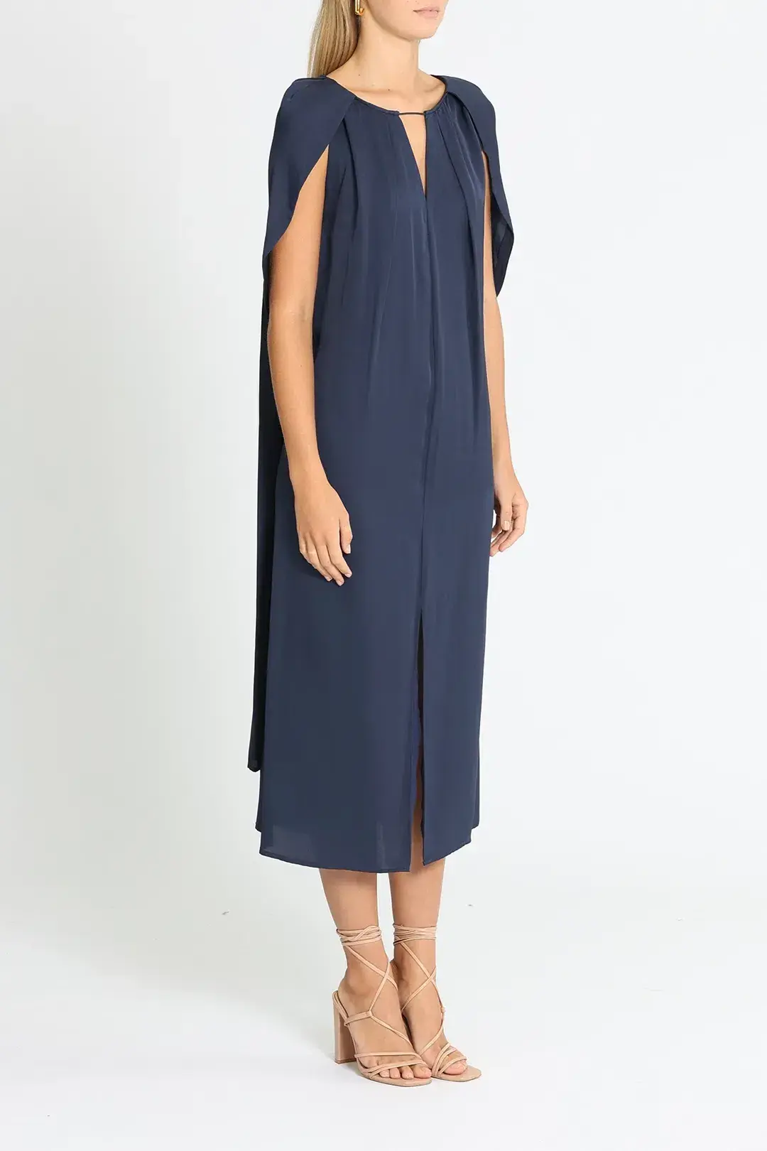 Willow Silk Midi Dress in Navy Size 10 - Image 2