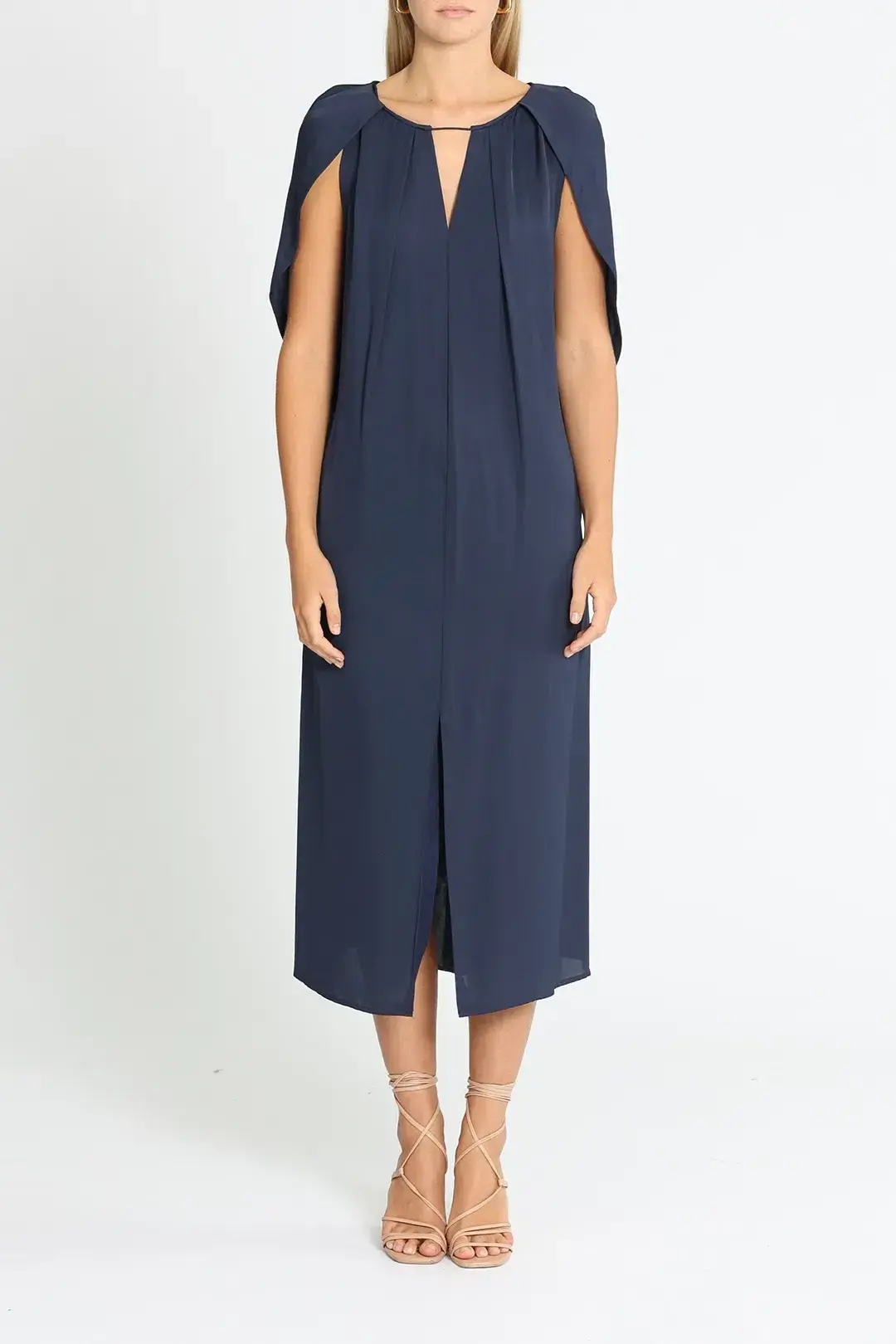 Willow Silk Midi Dress in Navy Size 10 - Image 1