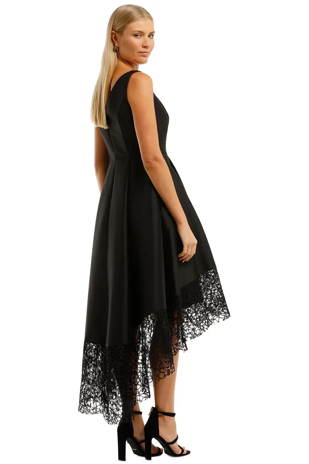 Anthea Crawford Satin Hi Lo Midi Dress in Black Size 10 - Image 3