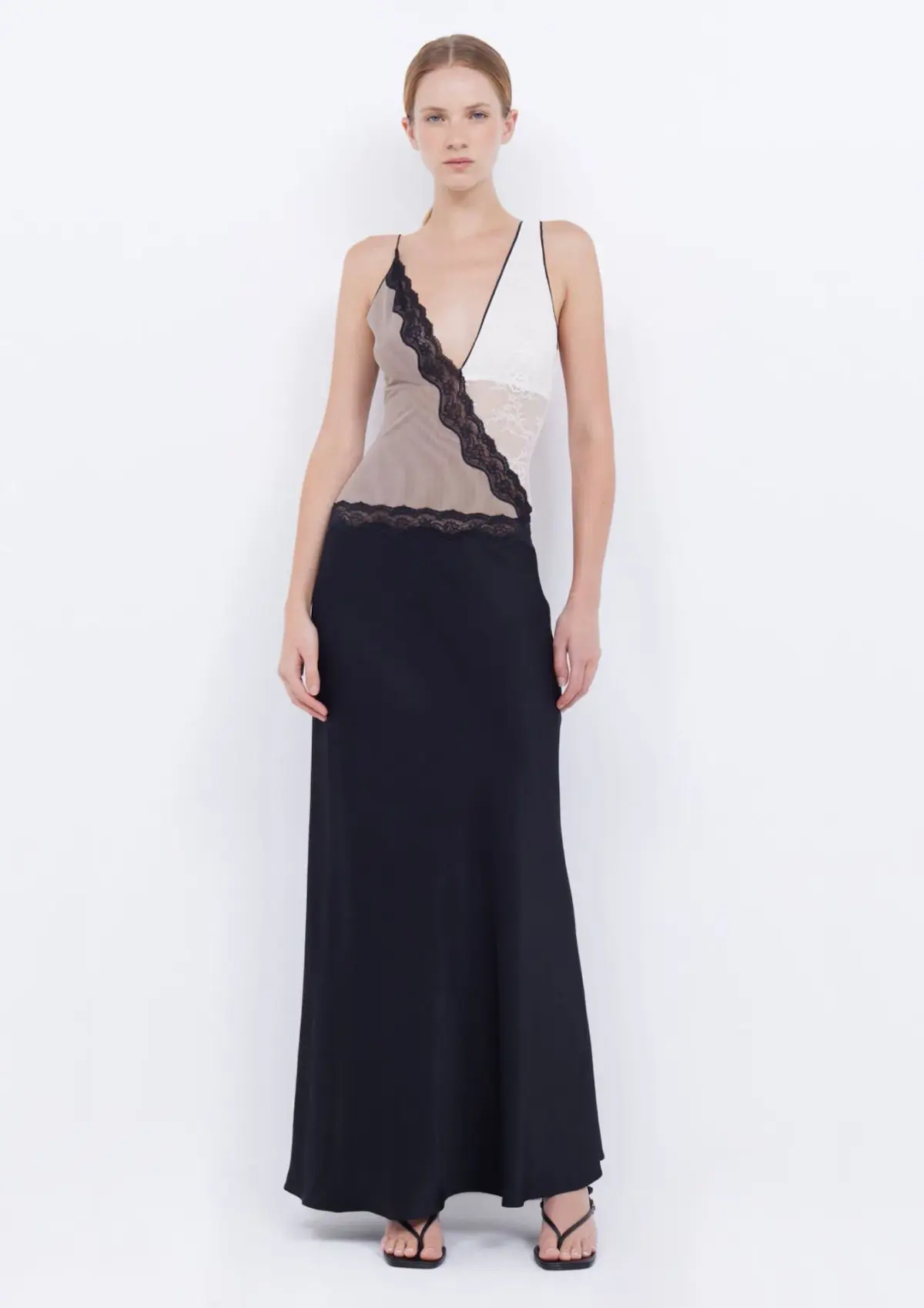 Bec & Bridge Abrielle Lace Maxi Dress Black/Taupe/Ivory Size 10 AU - Image 1
