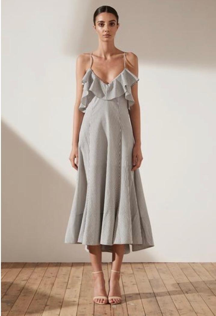 Sabbia ruffle midi dress in charcoal - Image 4