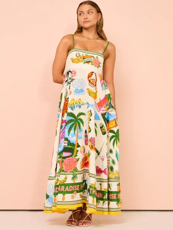 Alemais Paradiso Sundress in Multi Size AU 10 for rent on The Volte - main image