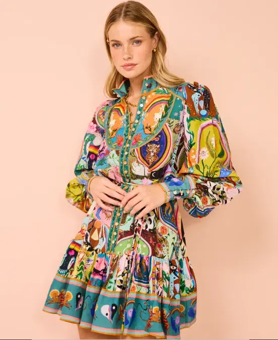 Alemais Evergreen Mini Dress in Multi Size AU 8  - Image 2