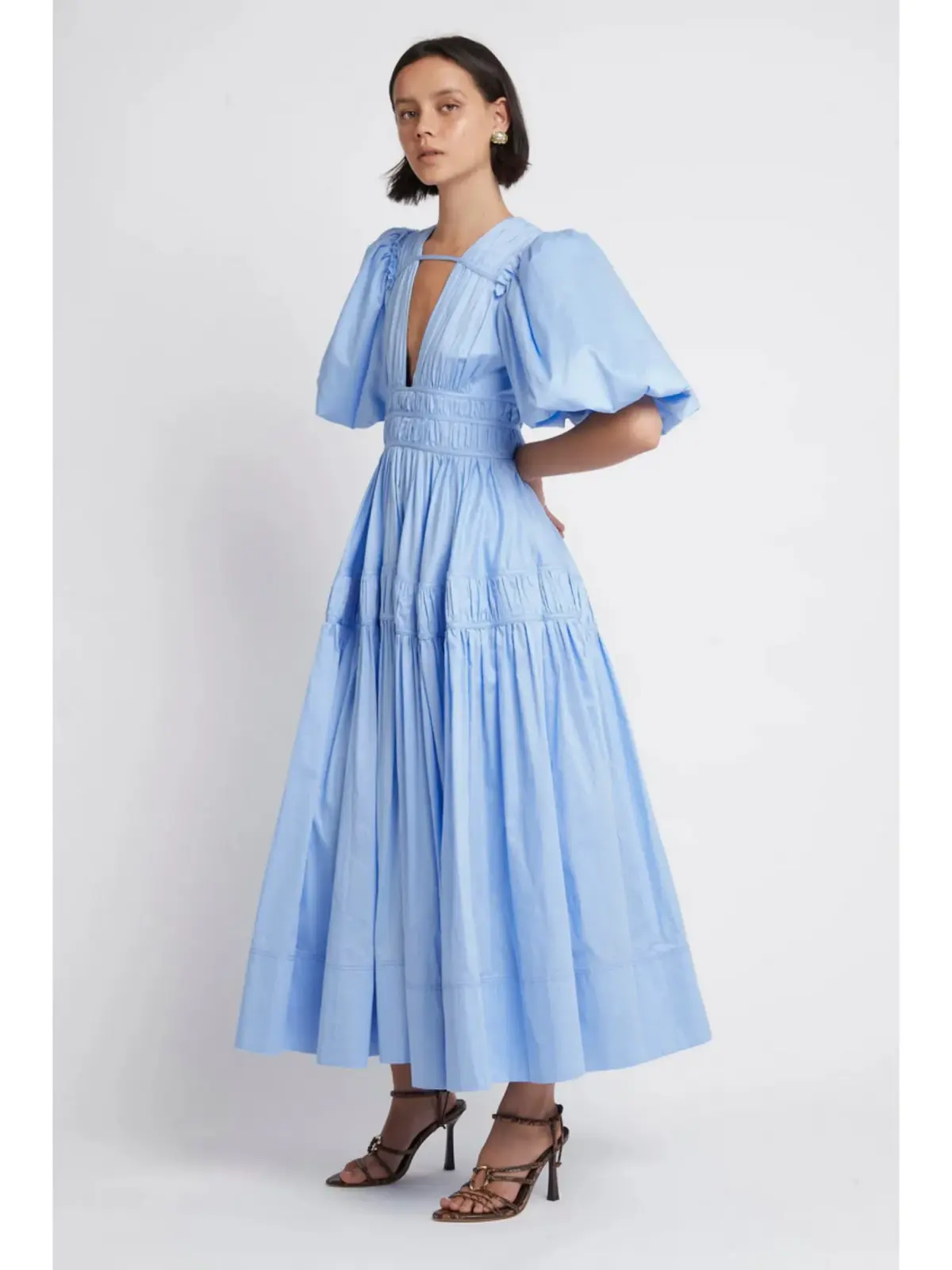 Aje Fallingwater Gathered Midi Dress Blue Size AU 4 - Image 2