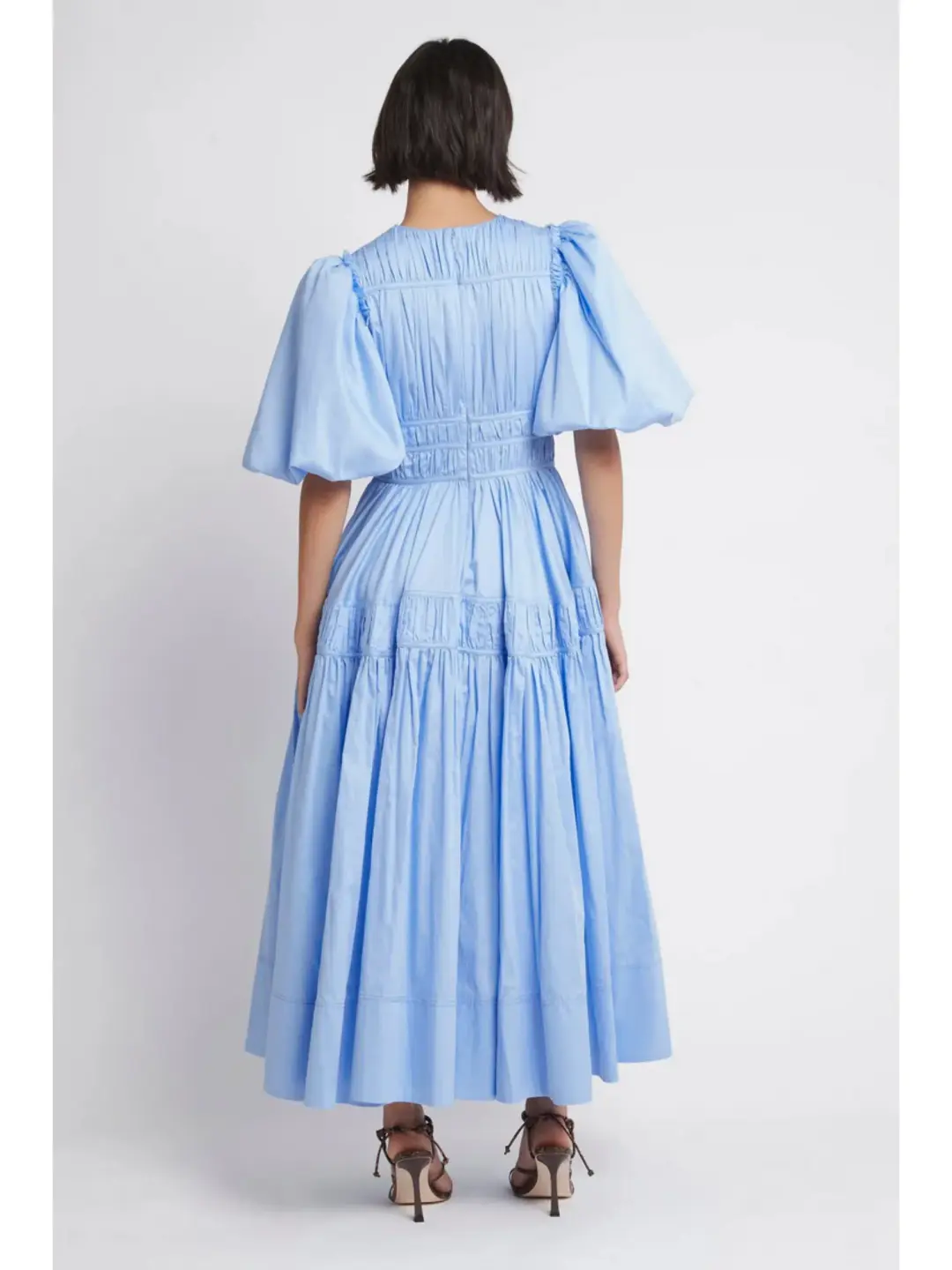 Aje Fallingwater Gathered Midi Dress Blue Size AU 4 for rent on The Volte - main image