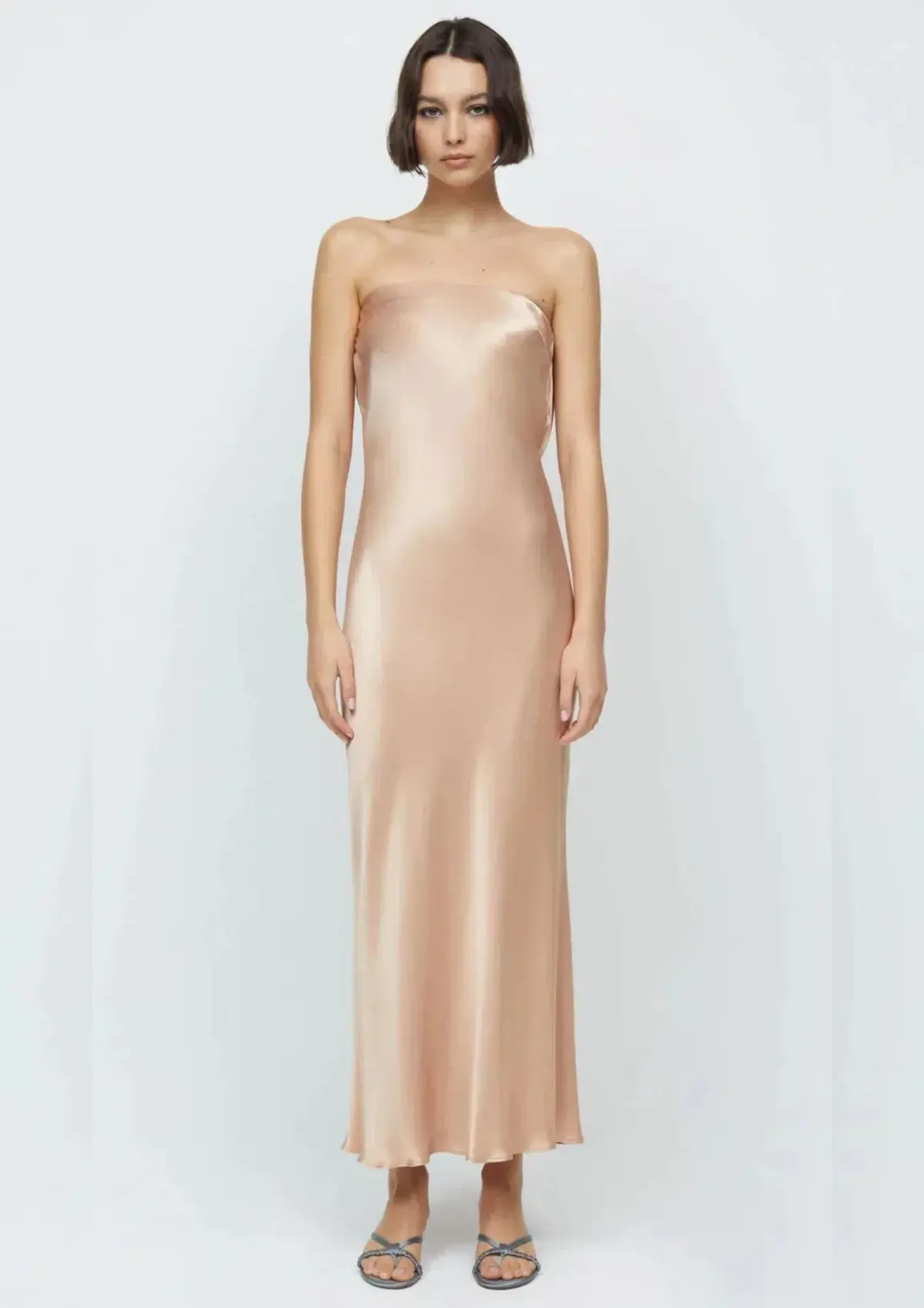 Bec & Bridge Moon Dance Strapless Maxi Dress Rose Gold AU 8 - Image 1