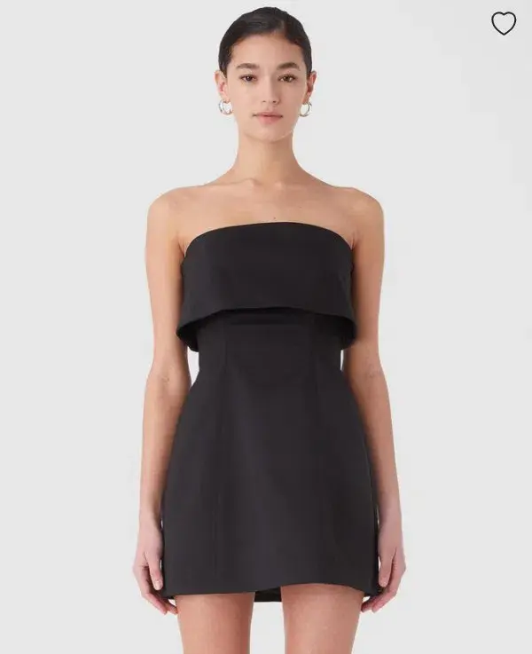 Misha Jemma Mini Fold Over Strapless Dress in Black Size 8/S for rent on The Volte - main image