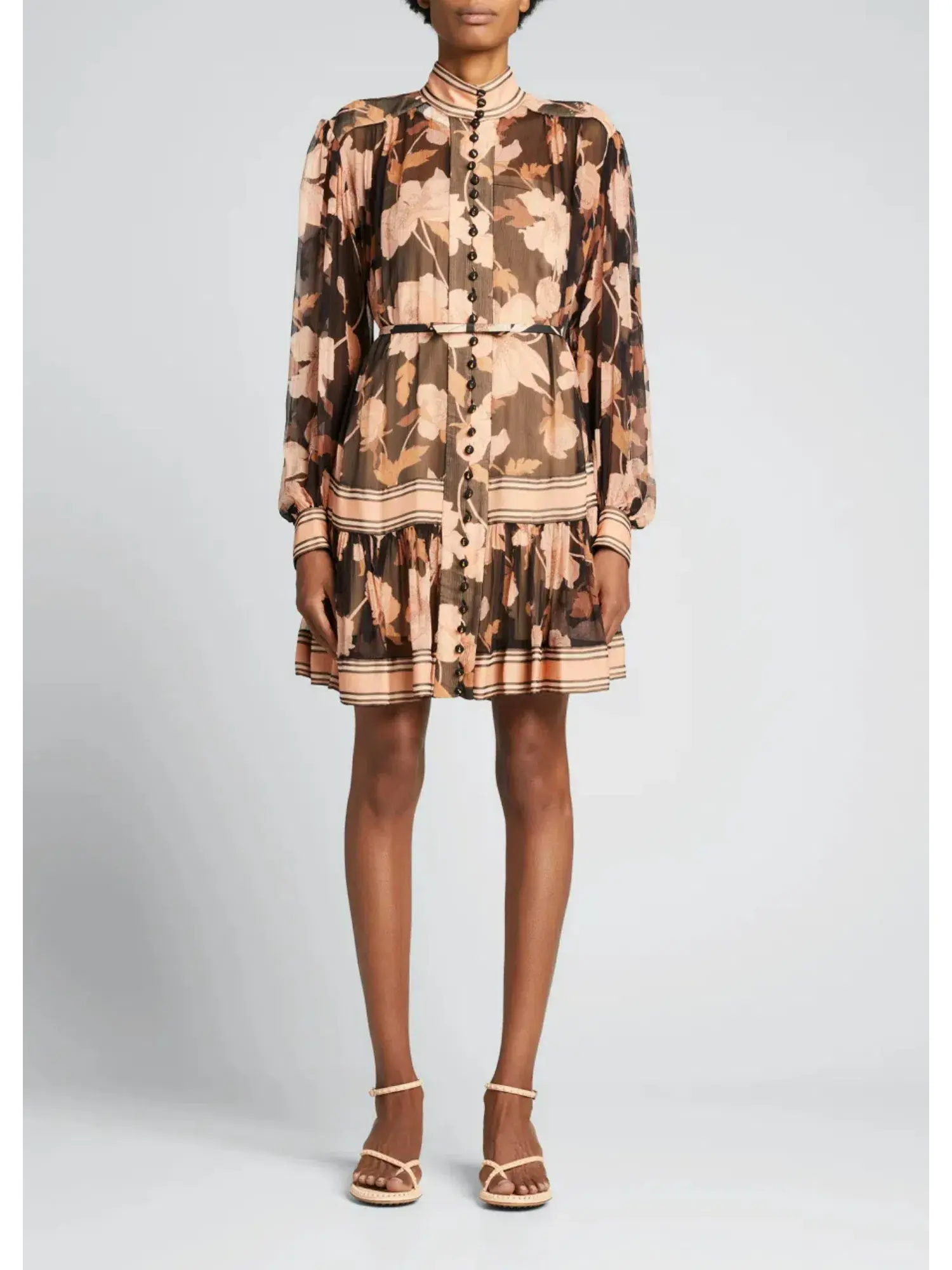 Zimmermann Concert Peonies Panelled Mini Dress Black Peonies Size 0 / AU 8 - Image 1