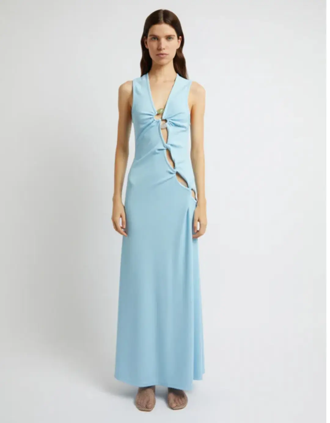 Christopher Esber Chasm Cay Buckle Dress in Blue Calcite Size AU 12 for rent on The Volte - main image