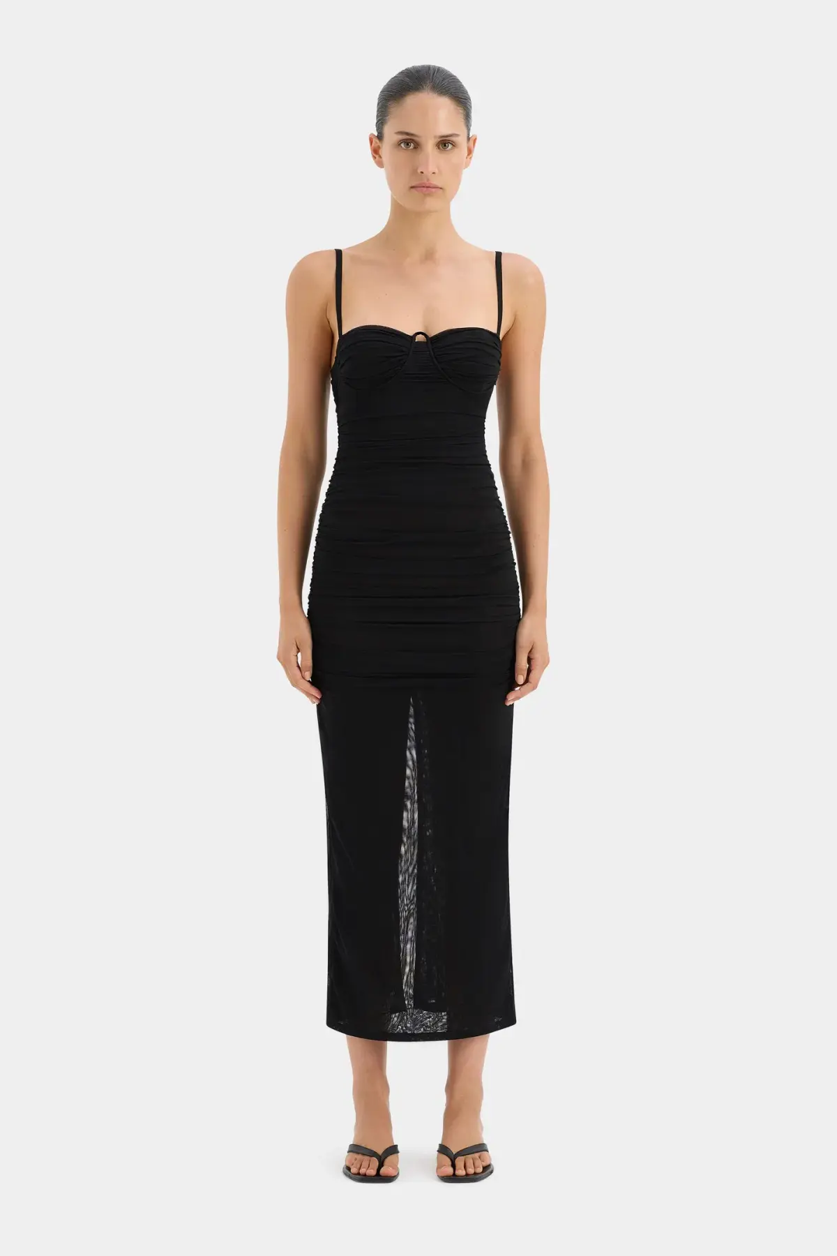 Sir the Label Jacques Gathered Midi Dress Black  Size 1/Au 8 - Image 1