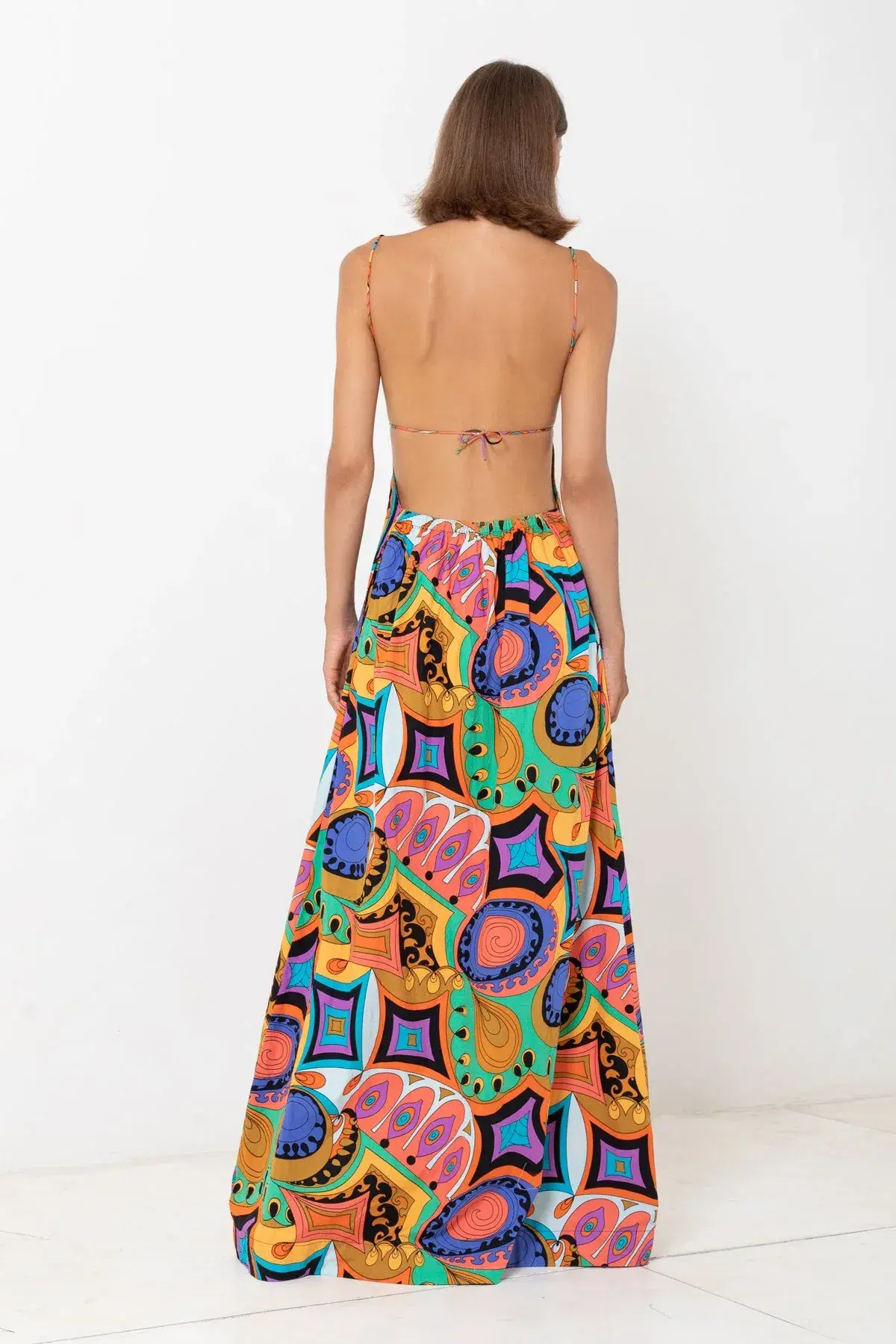 SWF Boutique Murano Cut Out A Line Maxi Dress Print Size 12  - Image 2