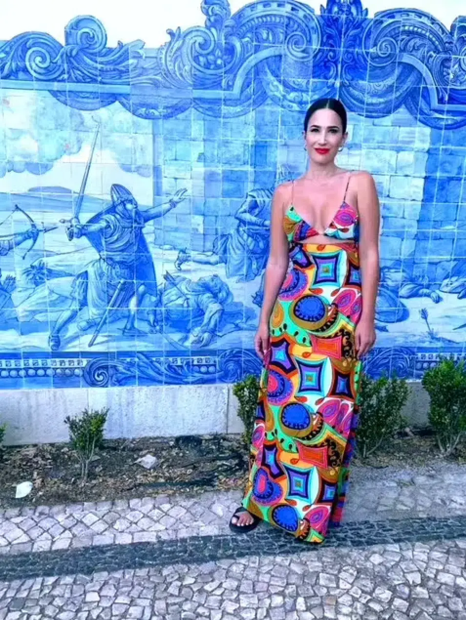 SWF Boutique Murano Cut Out A Line Maxi Dress Print Size 12  - Image 5