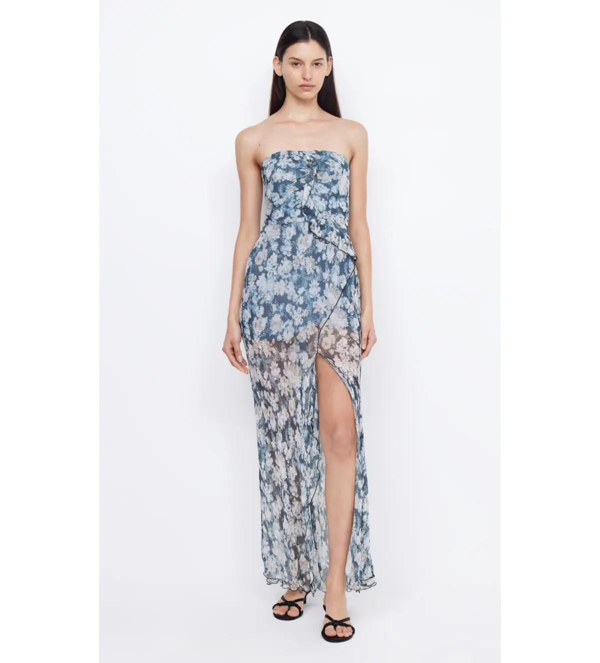 Bec & Bridge Opal Strapless Maxi Dress in Denim Floral Size 8 - Image 1