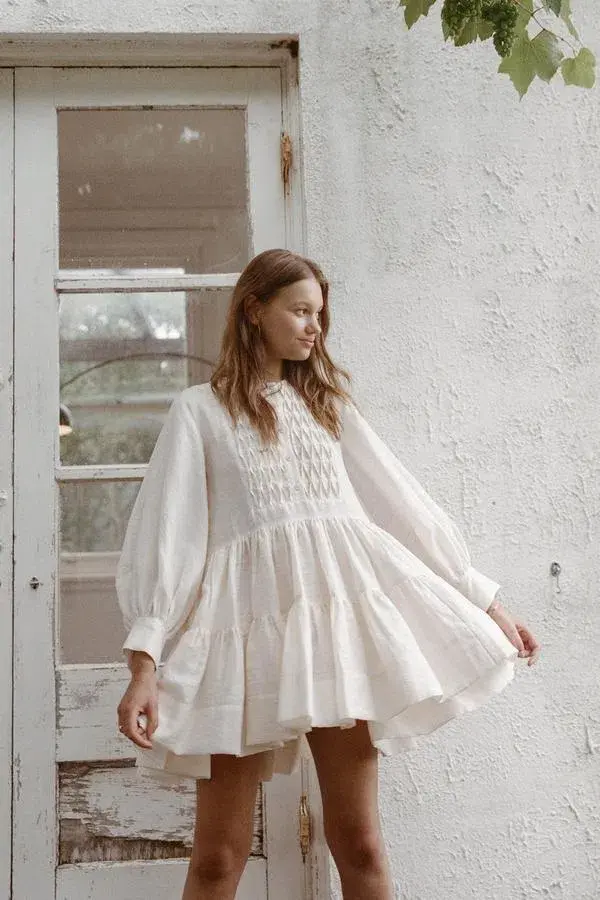 Shona Joy Tuxedo Shirt Dress Ivory Size 10 - Image 3