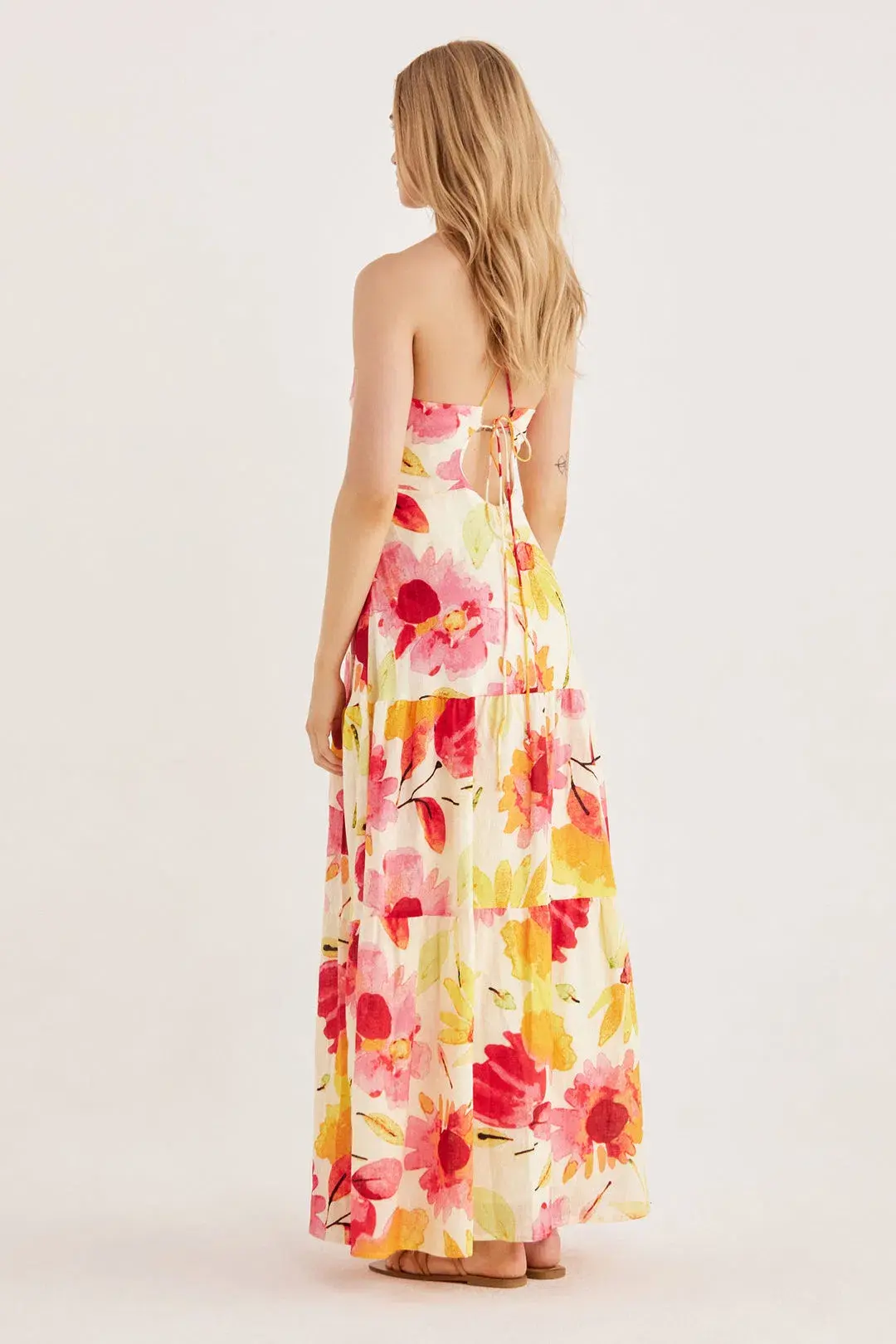 Rumer Sunshine Halter Maxi Dress Floral Size 8 - Image 3