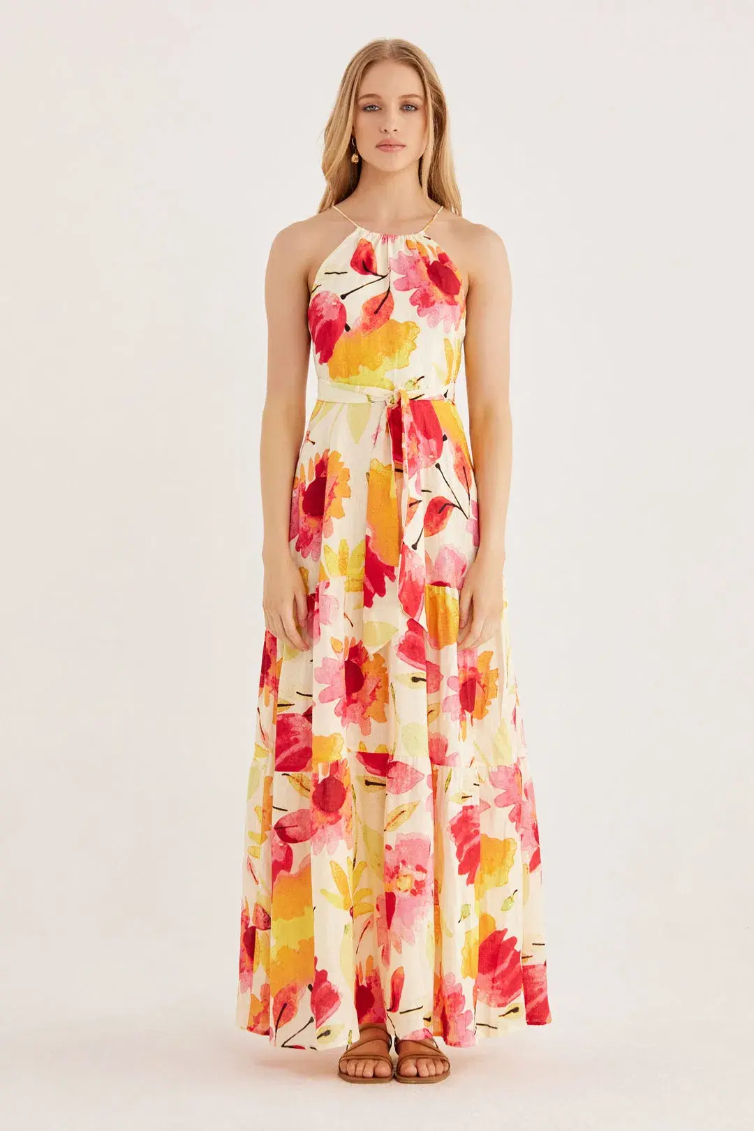 Rumer Sunshine Halter Maxi Dress Floral Size 8 - Image 1