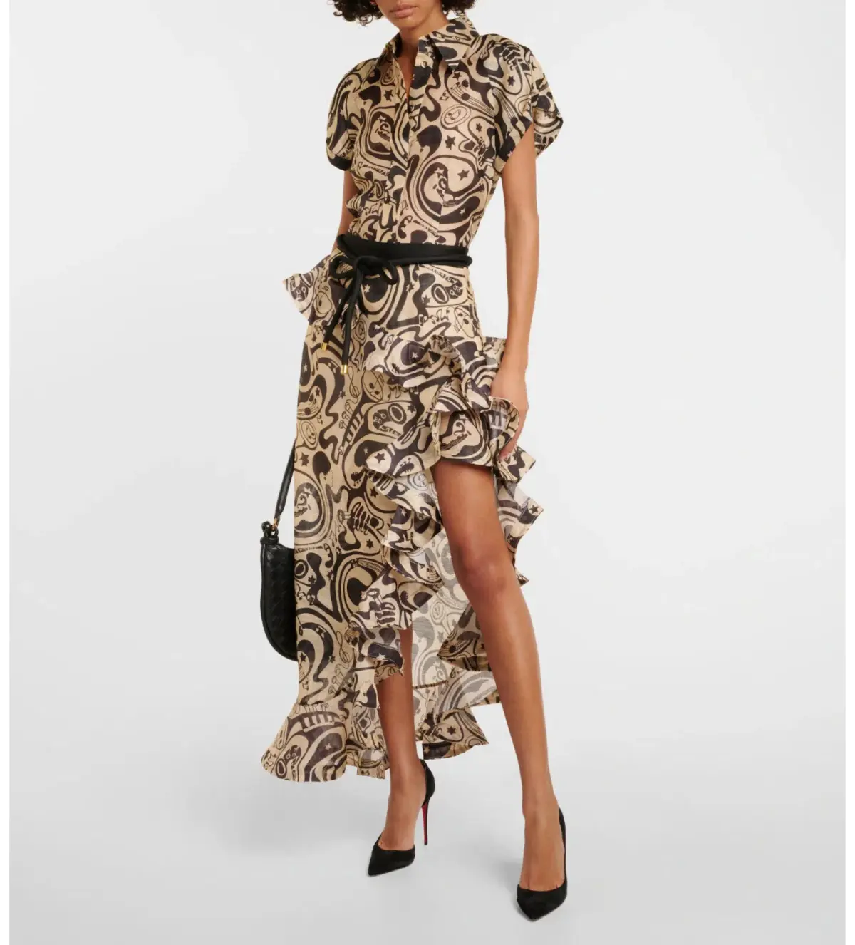 Zimmermann The Matchmaker Waterfall Skirt in Black/Tea Abstract Musical Size 0/Au  - Image 1