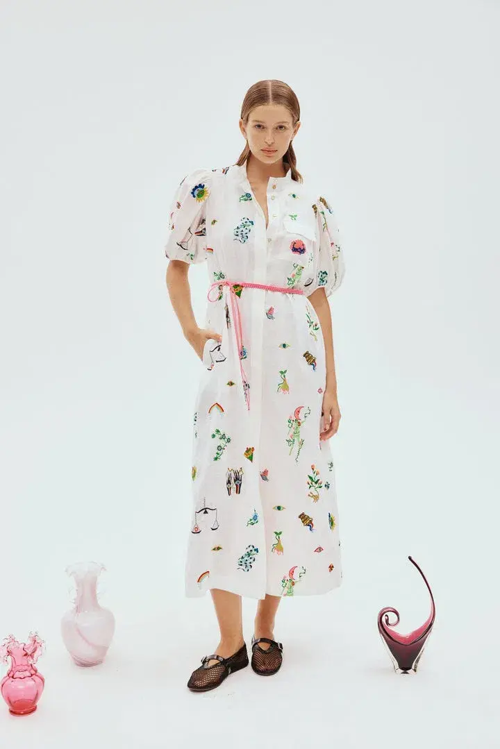 Alemais Atticus Embroidered Shirtdress Print Size 14 for rent on The Volte - main image