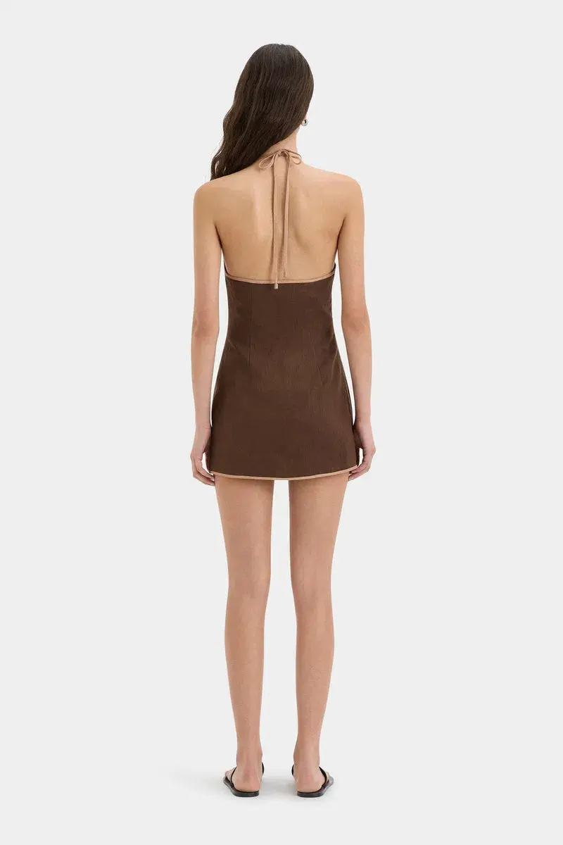 Sir the Label Affogato Twist Mini Dress Chocolate Size 1/Au 8 for rent on The Volte - main image