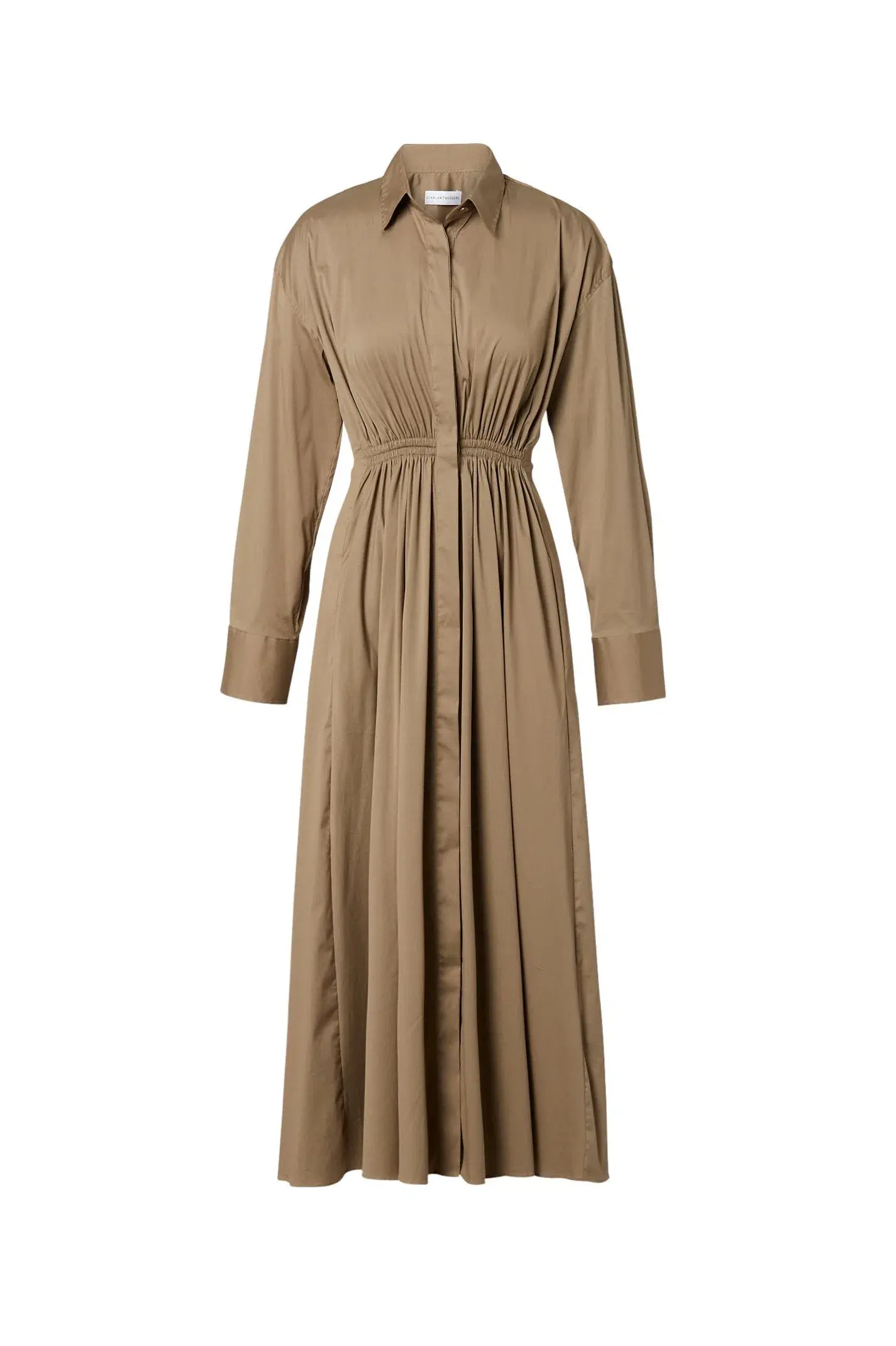 Scanlan Theodore Cotton Gathered Dress in Doe Size 6 - Image 3