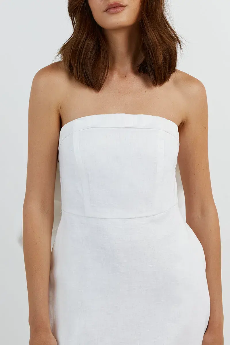 DISSH Aisle Linen Back Bow Mini Dress White Size 10 - Image 3