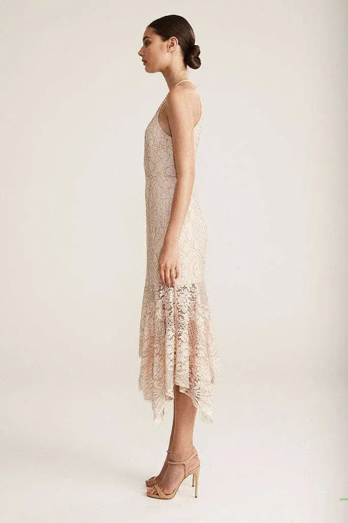 Shona Joy Lace Cocktail Straight Dress in Nude Size 8 - Image 2