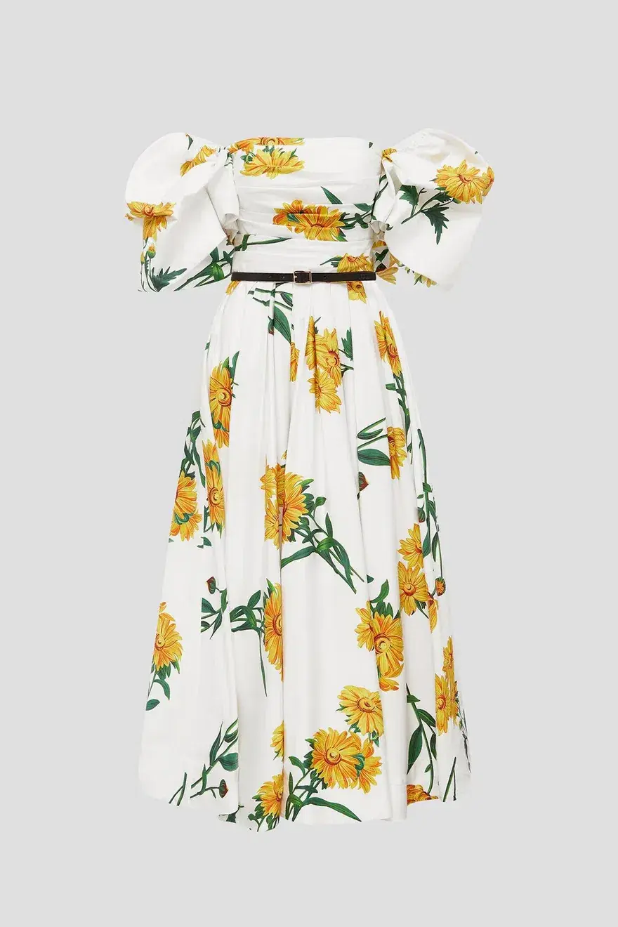 Leo Lin Marguerite Blanche Puff Dress Blanche Print Size 6 - Image 4
