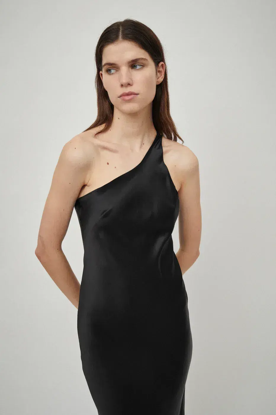 Beare Park Silk Satin One Shoulder Tank Dress Black Size 6 - Image 4