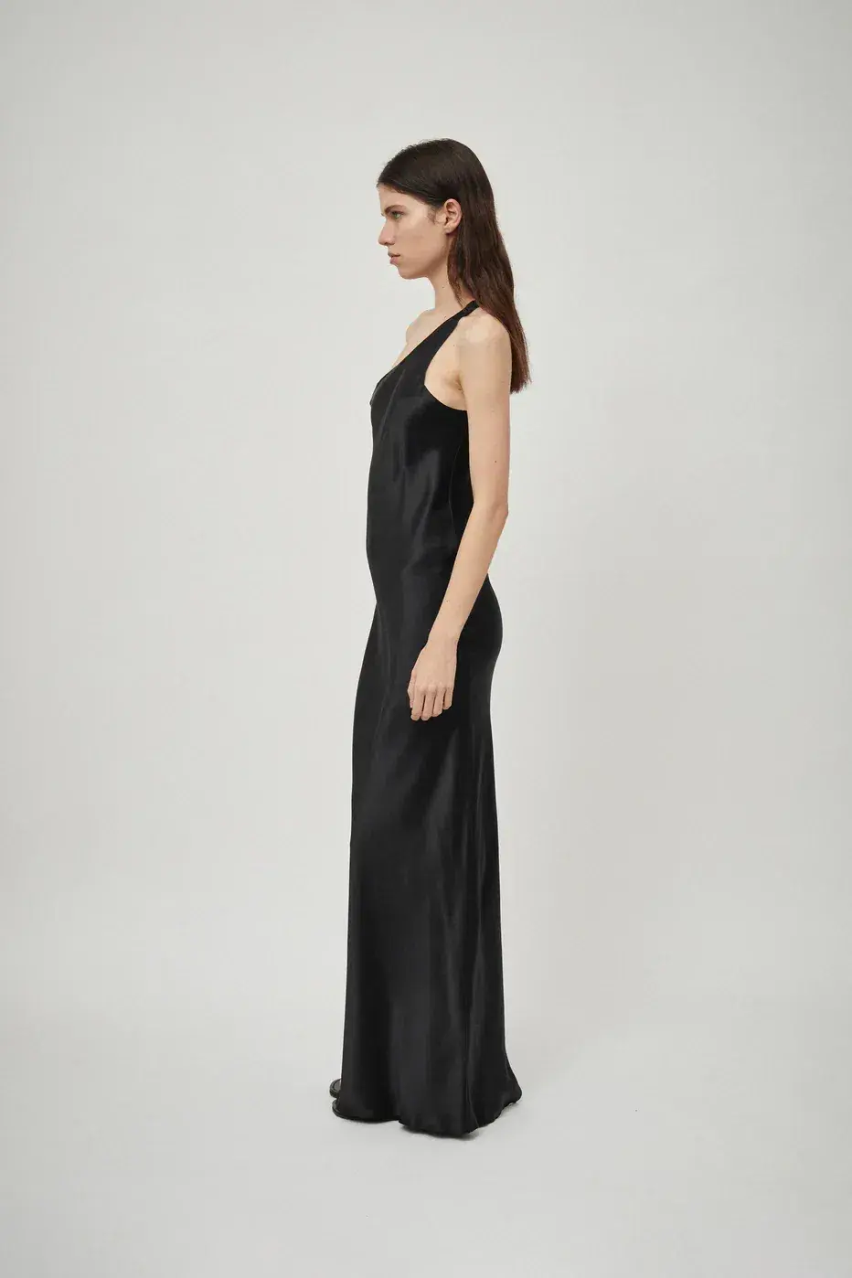 Beare Park Silk Satin One Shoulder Tank Dress Black Size 6 - Image 5