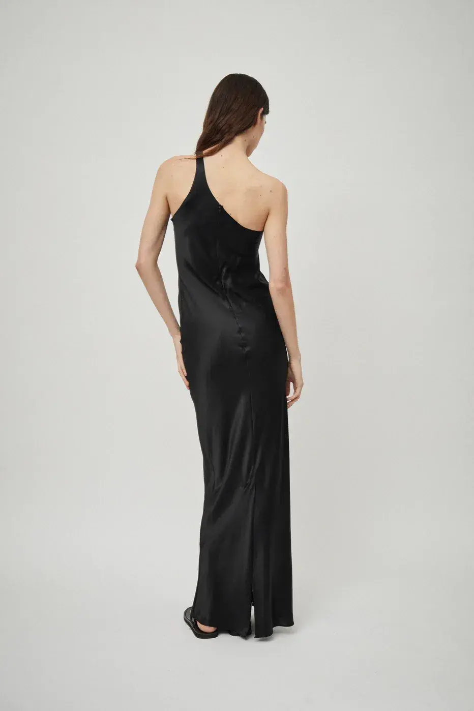 Beare Park Silk Satin One Shoulder Tank Dress Black Size 6 - Image 6