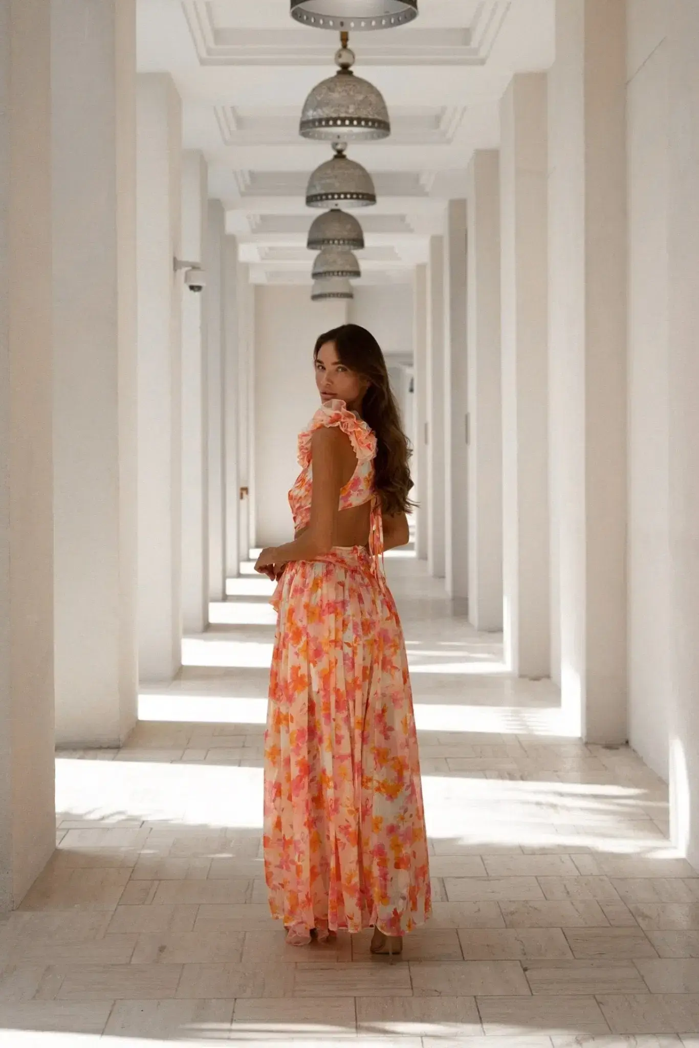 Anne Louise Boutique Cassini Orange Fuchsia Floral Maxi Dress Size AU 8 - Image 4