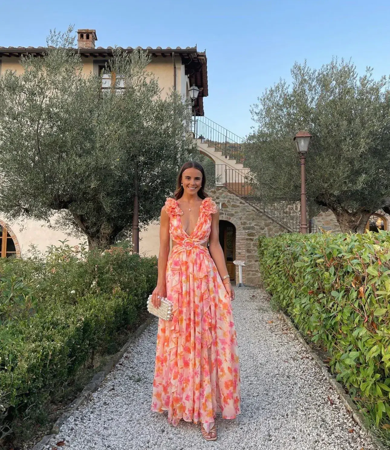 Anne Louise Boutique Cassini Orange Fuchsia Floral Maxi Dress Size AU 8 - Image 2