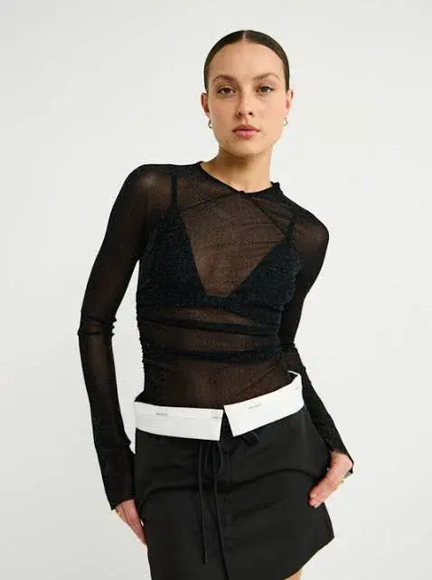 Camilla and Marc Marcello Sheer Top Black Size 10 AU - Image 3