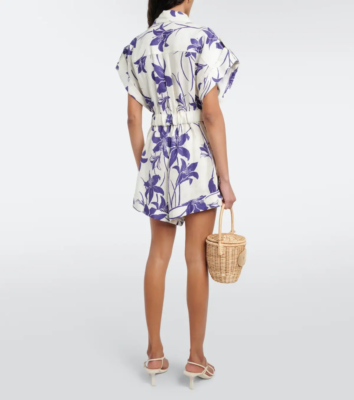 Zimmermann Acadian Cuffed Playsuit Ivory/Blue Floral Size 0 / AU 8 - Image 3